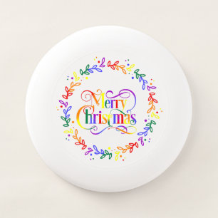 Rainbow Merry Christmas Wreath Frisbee