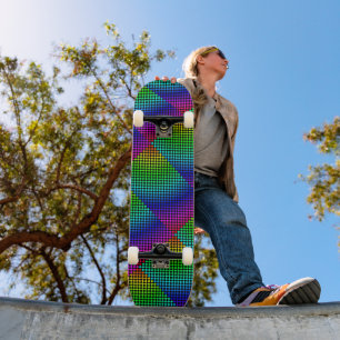 Rainbow Meshed Checker by Kenneth Yoncich Skateboard Deck