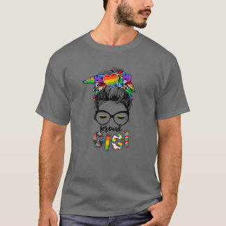 Rainbow Messy Bun Proud Gigi Gay T-Shirt
