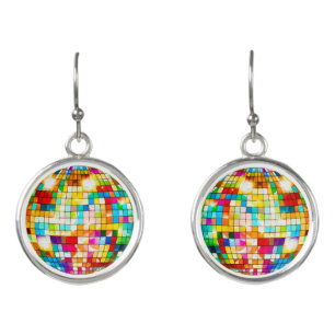Rainbow Metallic Disco Ball Earrings