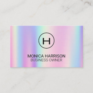 Rainbow Metallic Gradient Monogram Business Card