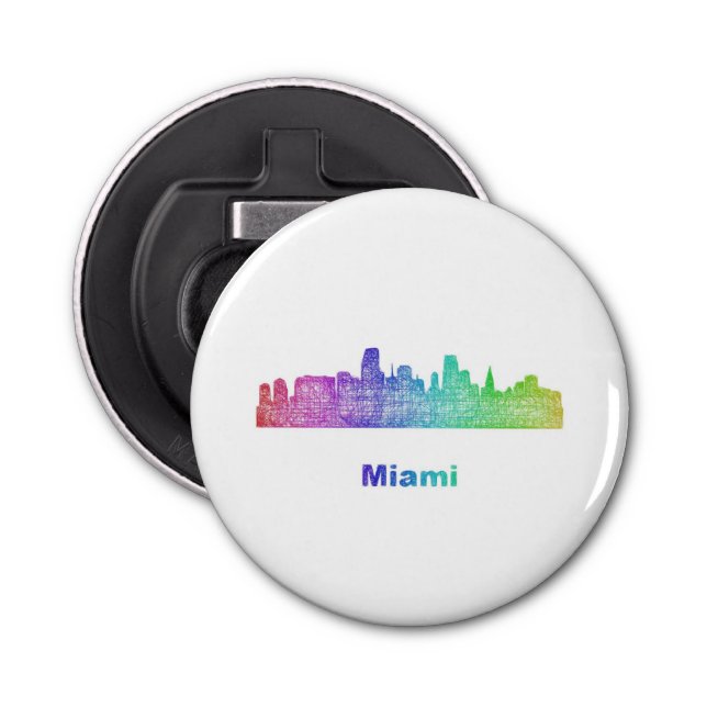 Rainbow Miami skyline Bottle Opener (Front)