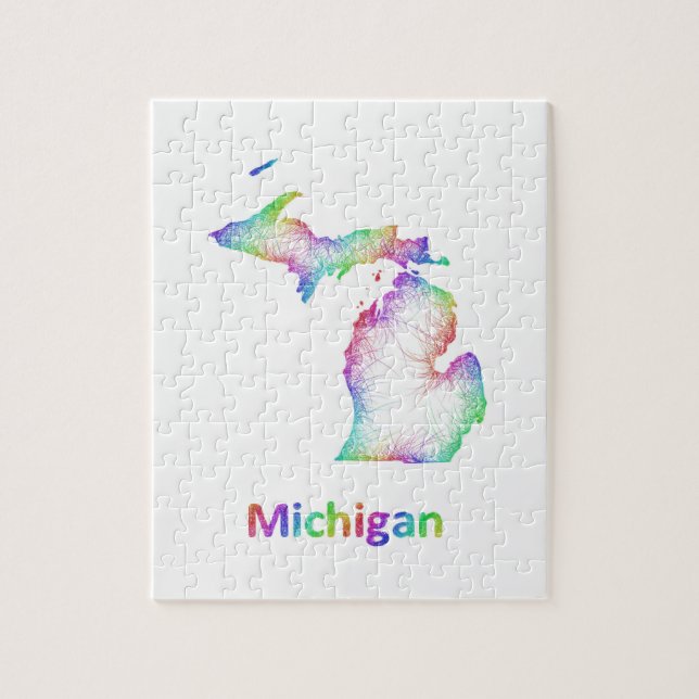 Rainbow Michigan map Jigsaw Puzzle (Vertical)