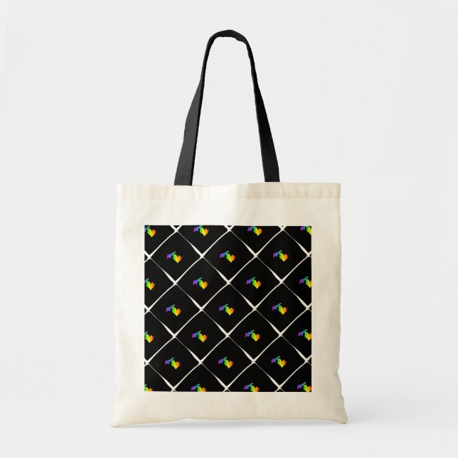 Rainbow Michigan Patterned Tote Bag (Front)