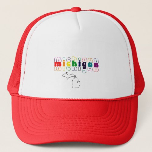 Rainbow Michigan Trucker Hat