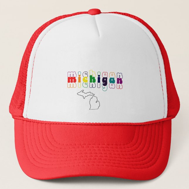 Rainbow Michigan Trucker Hat (Front)