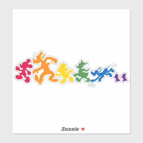 Rainbow Mickey and Friends Silhouette Sticker