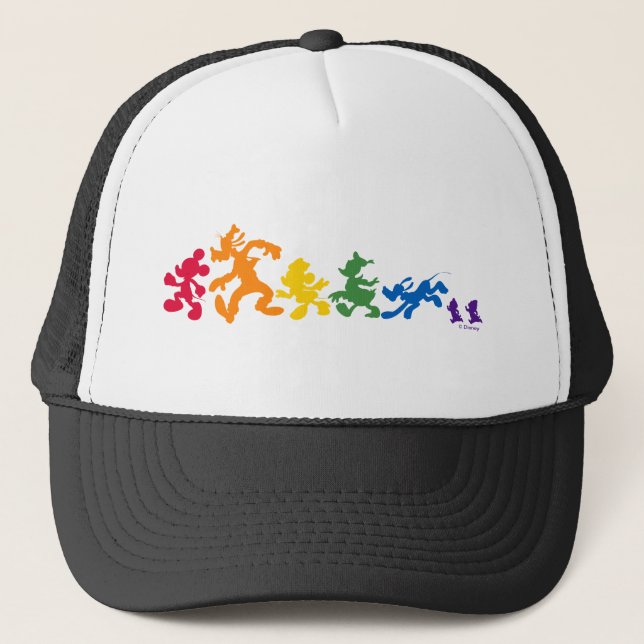 Rainbow Mickey and Friends Silhouette Trucker Hat (Front)