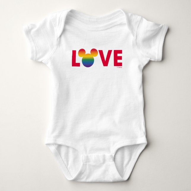 Rainbow Mickey Icon LOVE Baby Bodysuit (Front)