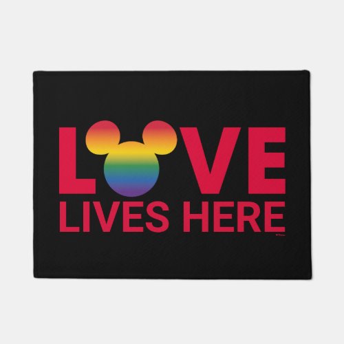 Rainbow Mickey Icon LOVE Lives Here Doormat