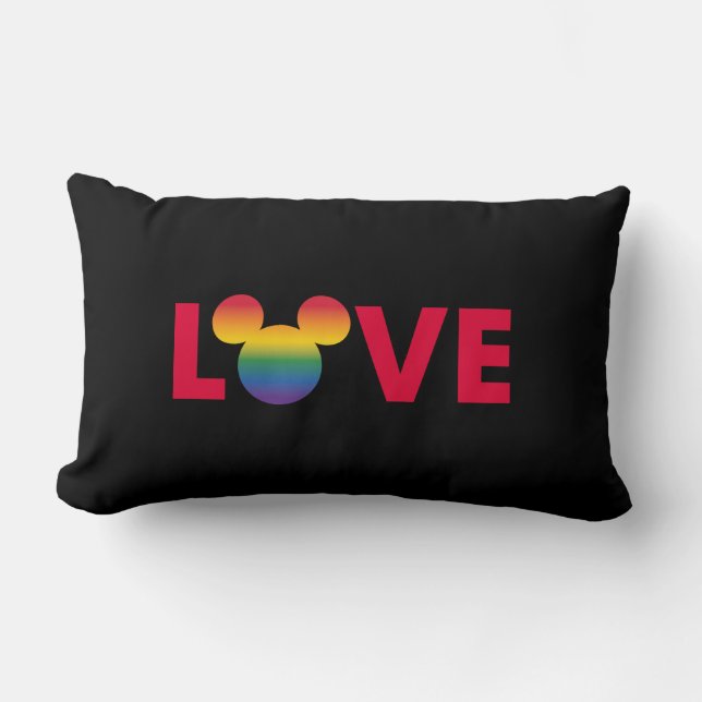 Rainbow Mickey Icon LOVE Lumbar Pillow (Front)