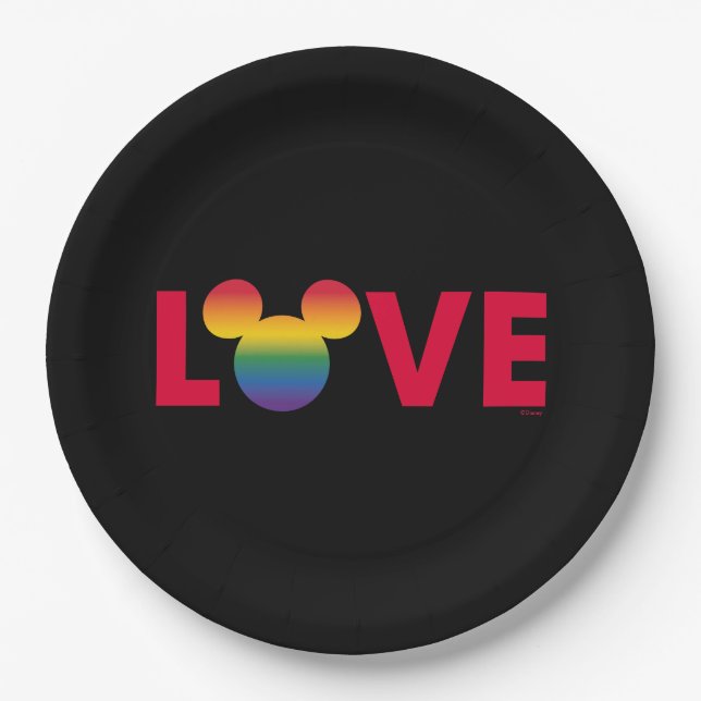 Rainbow Mickey Icon LOVE Paper Plates (Front)