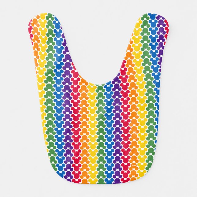 Rainbow Mickey Icon Pattern Baby Bib (Front)
