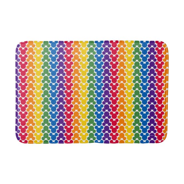 Rainbow Mickey Icon Pattern Bath Mat (Front)