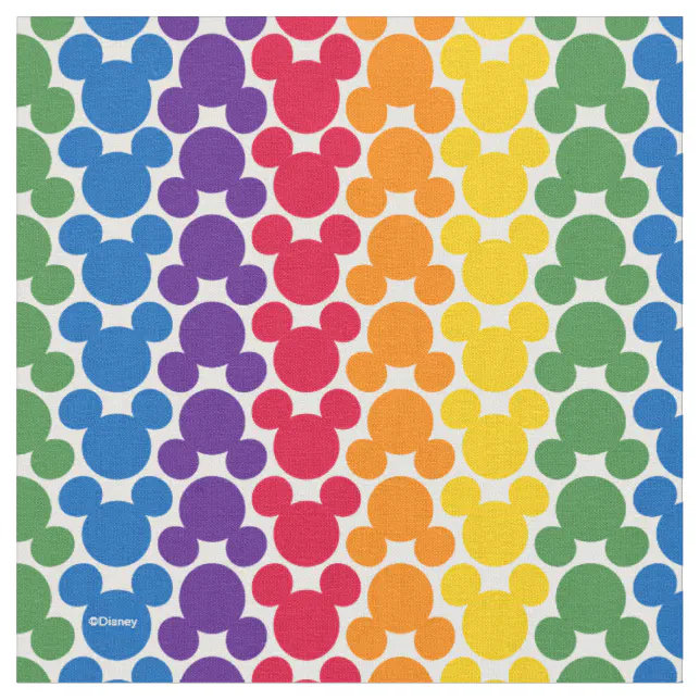 Rainbow Mickey Icon Pattern Fabric | Zazzle