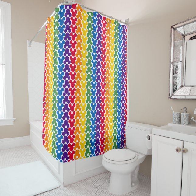 Rainbow Mickey Icon Pattern Shower Curtain (In Situ)
