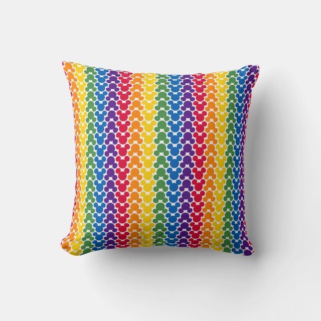 Rainbow Mickey Icon Pattern Throw Pillow (Front)