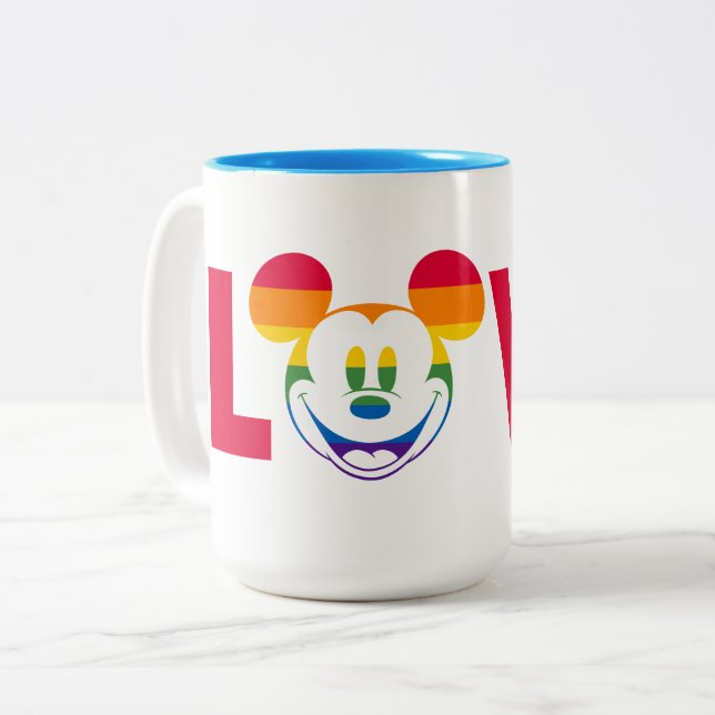 Rainbow Mickey LOVE Two-Tone Coffee Mug (Front Left)