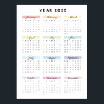 Rainbow Minimalist 2025 Calendar Poster<br><div class="desc">2025 Calendar Stylized Rainbow Minimal

Size: Medium</div>