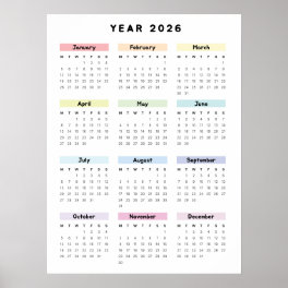 Rainbow Minimalist 2026 Calendar Poster