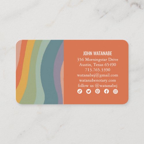 Rainbow Minimalist Stripes Handmade Bold Social  Business Card