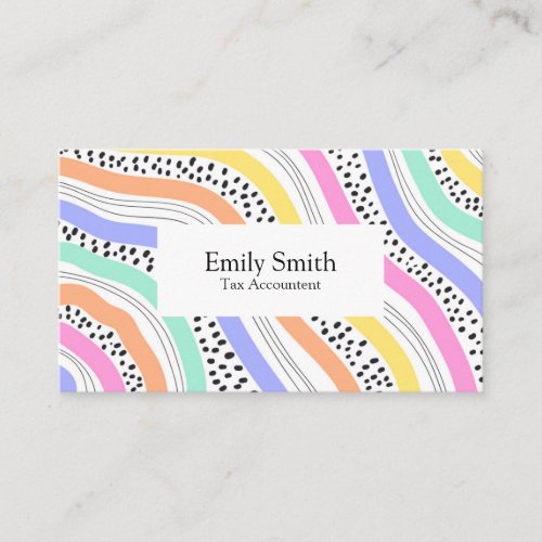 Rainbow Minimalist Stripes Handmade  Business Card