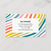 Rainbow Minimalist Stripes Handmade Business Card (Back)