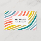 Rainbow Minimalist Stripes Handmade Business Card (Front)