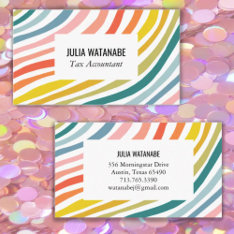 Rainbow Minimalist Stripes Handmade Business Card at Zazzle