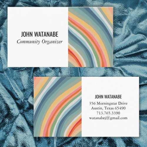 Rainbow Minimalist Stripes Handmade Business Card