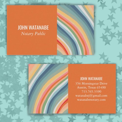 Rainbow Minimalist Stripes Handmade Business Card