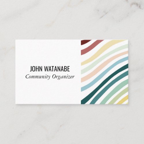 Rainbow Minimalist Stripes Handmade Business Card