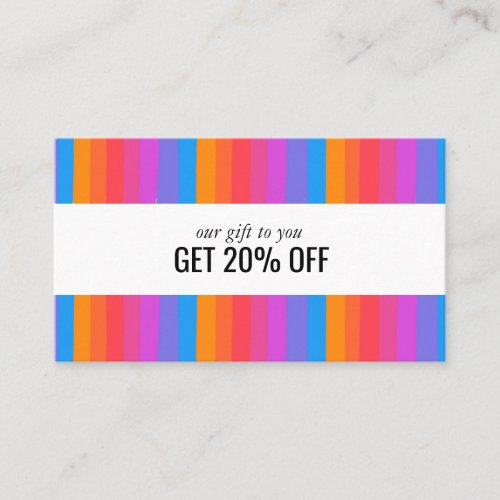 Rainbow Minimalist Stripes Handmade Discount Card