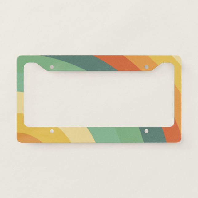 Rainbow Minimalist Stripes Handmade  License Plate Frame (Front)