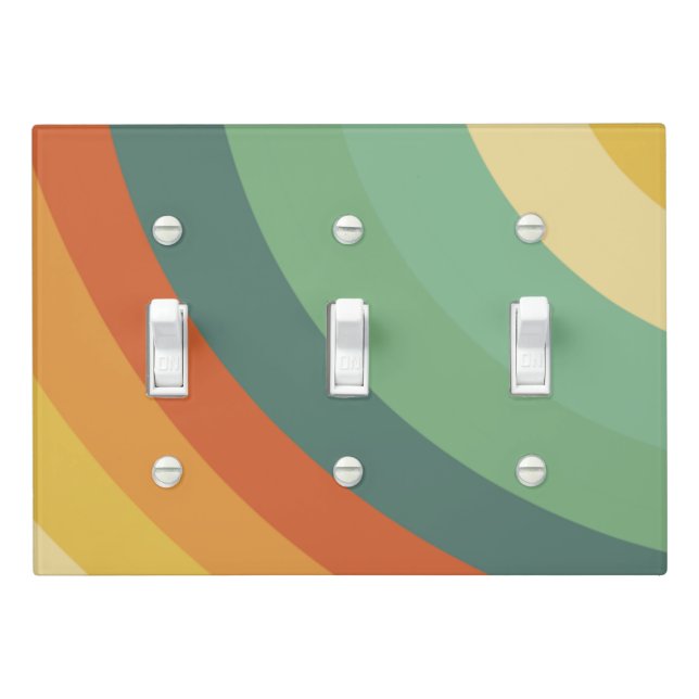 Rainbow Minimalist Stripes Handmade  Light Switch Cover (In Situ)