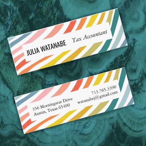 Rainbow Minimalist Stripes Handmade Mini Business Card