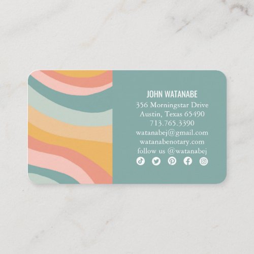 Rainbow Minimalist Stripes Handmade Social Icons Business Card