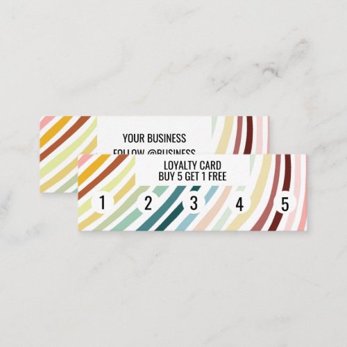 Rainbow Minimalist Stripes Handmade Social Icons Loyalty Card