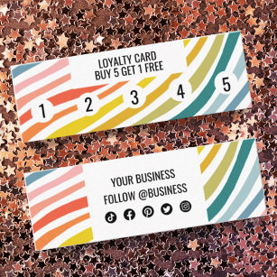 Striped Pattern Rose Business Loyalty Punch Card, Zazzle