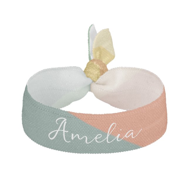 Rainbow Minimalist Stripes Handmade Square  Elastic Hair Tie (Front)