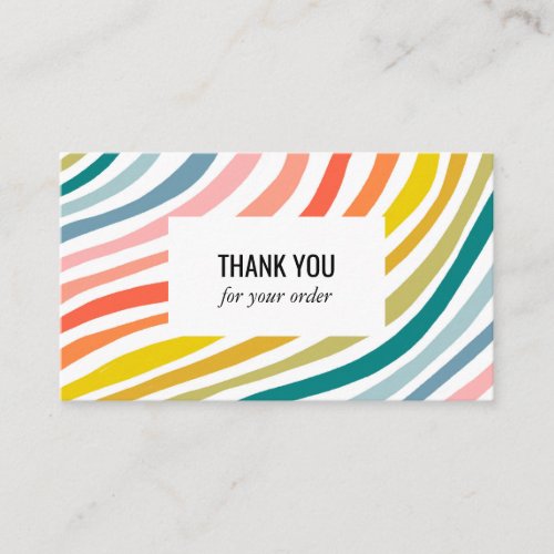 Rainbow Minimalist Stripes ORDER THANK YOU Package Business Card