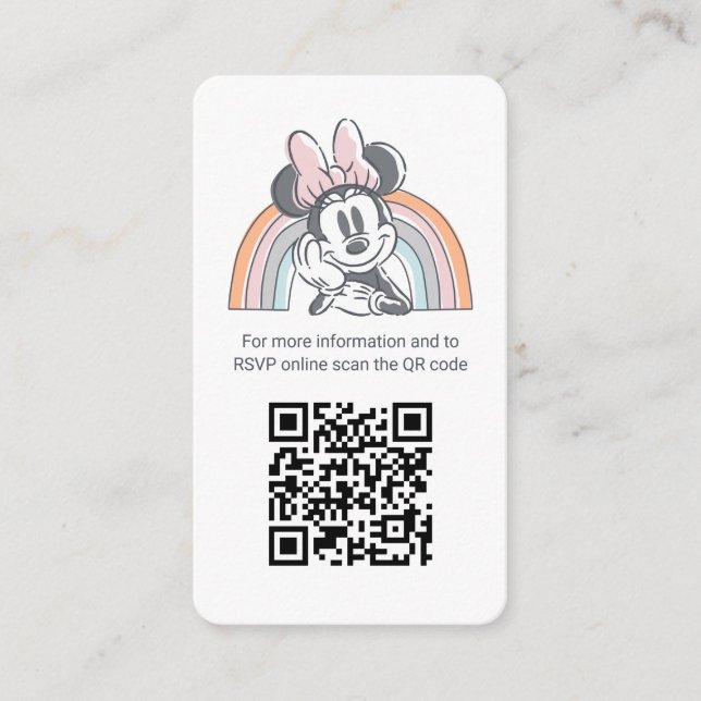 Rainbow Minnie Mouse |  Baby Shower Gift Registry Enclosure Card (Front)