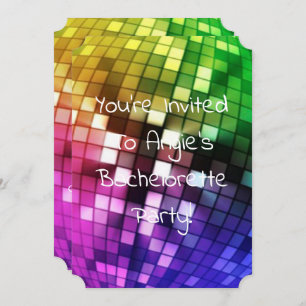 rainbow mirrorball bachelor party invitation