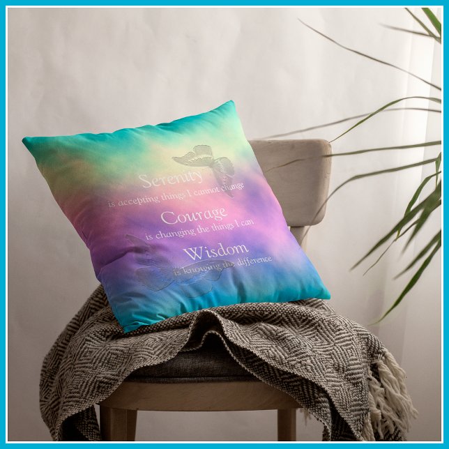 [Rainbow Mist] Butterflies Serenity Prayer Throw Pillow (Creator Uploaded)