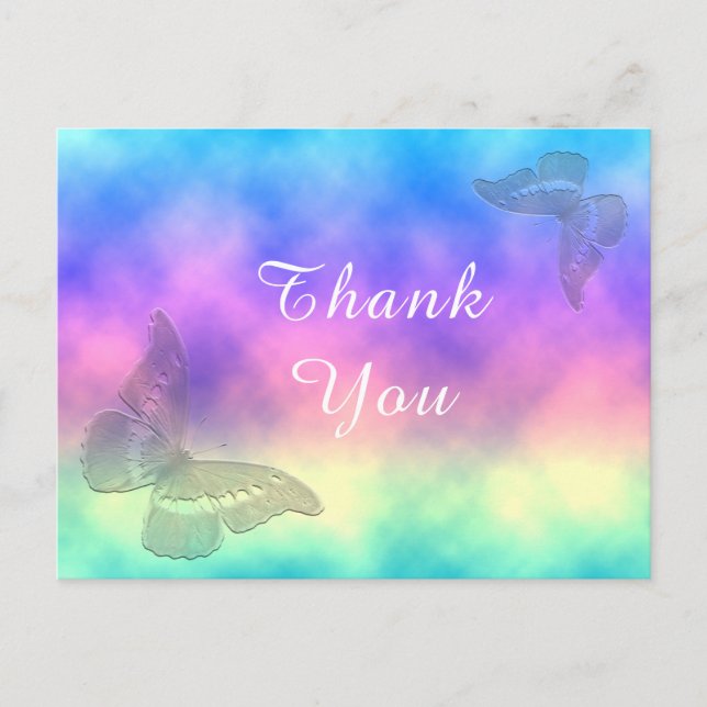 [Rainbow Mist] Colorful Butterflies Thank You Postcard (Front)