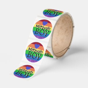 Rainbow Mitzvah Boy Roll of Stickers