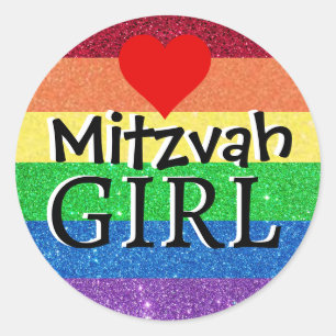 Rainbow Mitzvah Girl Classic Round Sticker