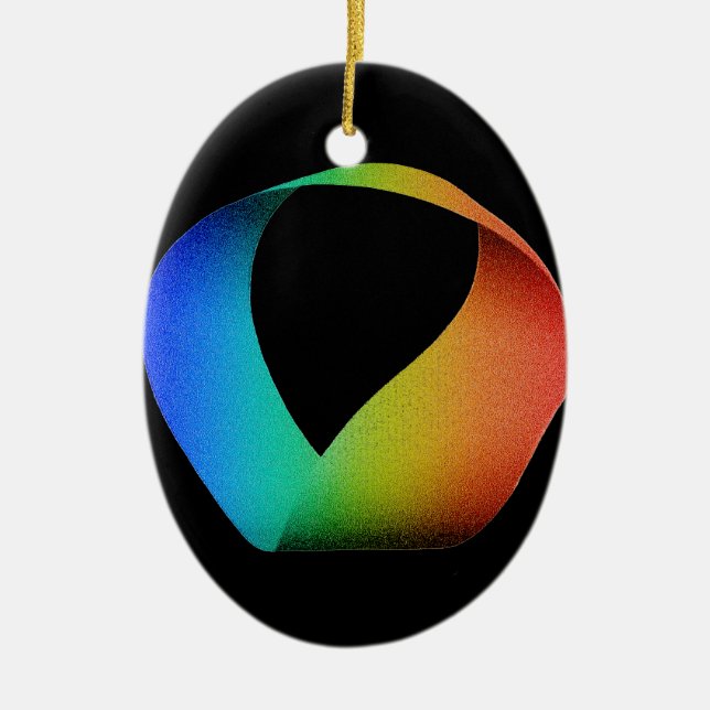 Rainbow Mobius Strip Ceramic Ornament (Front)