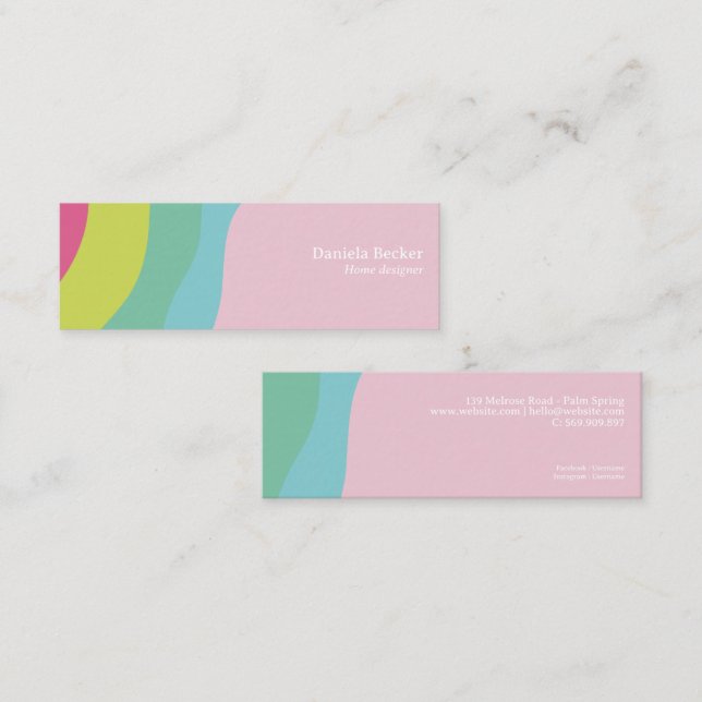 Rainbow modern colorful pink custom Business Card (Front/Back)