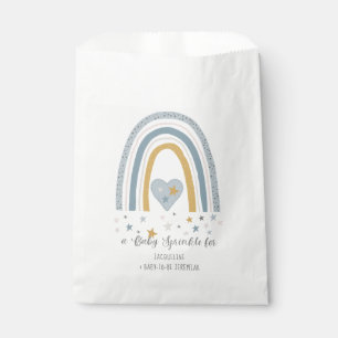Rainbow Modern Dusty Blue Gold Boy Baby Sprinkle Favor Bag